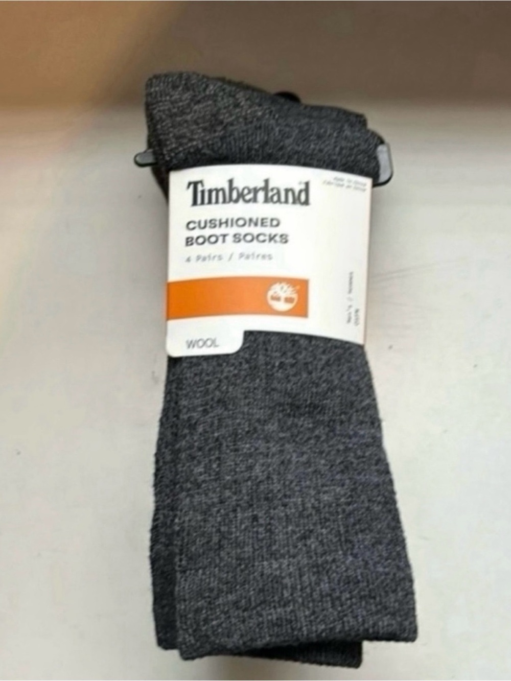 New Timberland Socks Men’s 4 Pair Gray Wool Cushioned Boot Socks Casual Outdoors